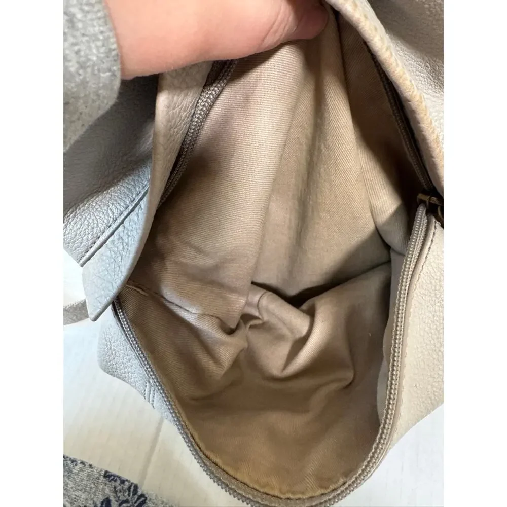 Fossil Grey Pebbled Leather Hobo Handbag Womens Purse Bag Fall Damaged